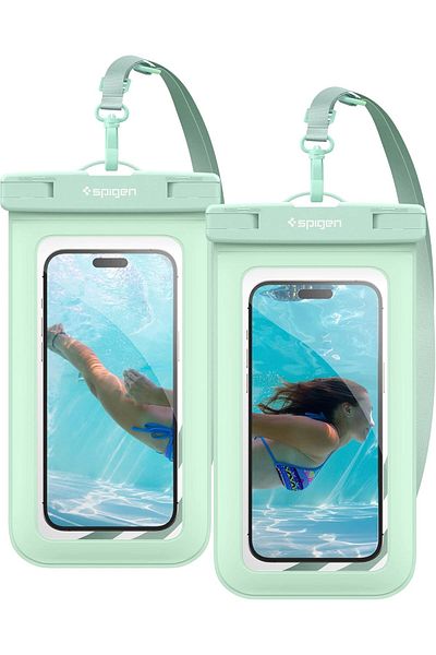 Spigen Universal Waterproof Phone case [2 Pack] IPX8 Pouch A601 - Mint