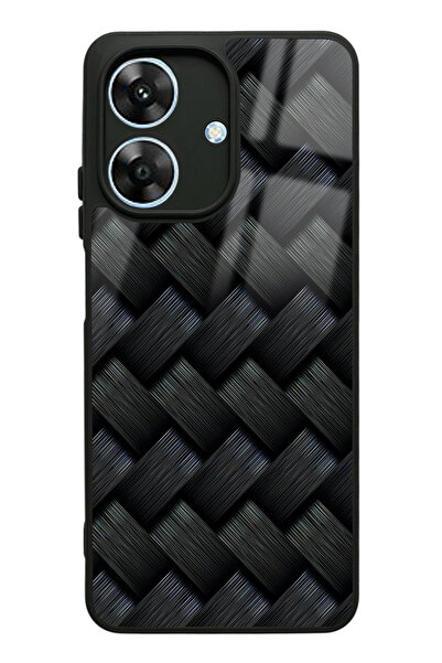 Spoyi Oppo Realme Note 60 Siyah Hasır Tasarımlı Glossy Telefon Kılıfı