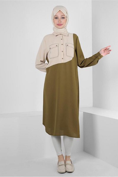 Alvina SHIRT COLLAR BUTTON DETAIL TUNIC 43704