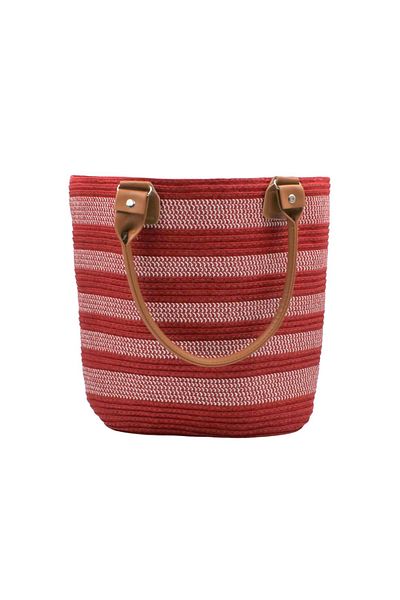 BM GİFT DESİGN Red beach bag with white stripes