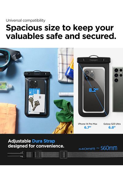 Spigen Universal Waterproof Phone case [2 Pack] IPX8 Pouch A601 - Black