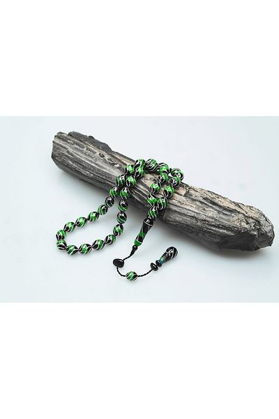 Skygo Oltu Stone and Green Galalith Fountain Nightingale Embroidered Rosary