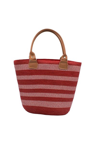 BM GİFT DESİGN Red beach bag with white stripes