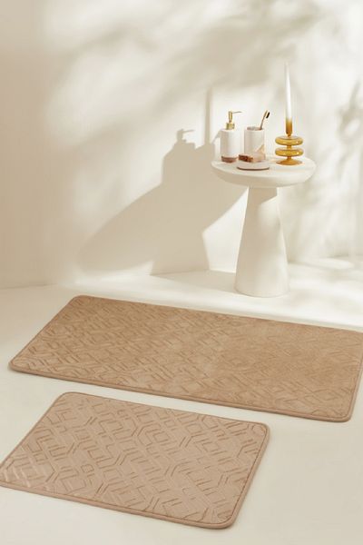 Karaca Home Figure Embos 2 τεμαχίων Χαλάκι μπάνιου καφέ