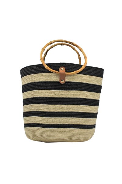 BM GİFT DESİGN Geantă plajă bej cu dungi negre