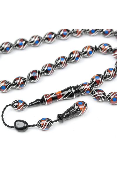 Skygo Oltu Stone and Galalith Beyzi Double Fountain Embroidered Rosary