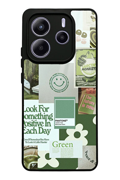 Spoyi Glossy Phone Case with Design for Xiaomi Redmi Note 14 5g Green Sticker