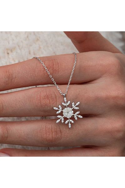 Skygo Silver Magnolia Flower Snowflake Women Necklace