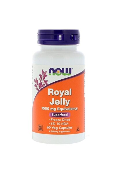 Now كبسولات غذاء ملكات النحل من فودز، ١٥٠٠ ملغ، مجففة بالتجميد، ٦٠ كبسولة
