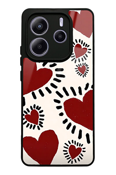 Spoyi Xiaomi Redmi Note 14 4g Brush Heart Design Glossy Phone Case