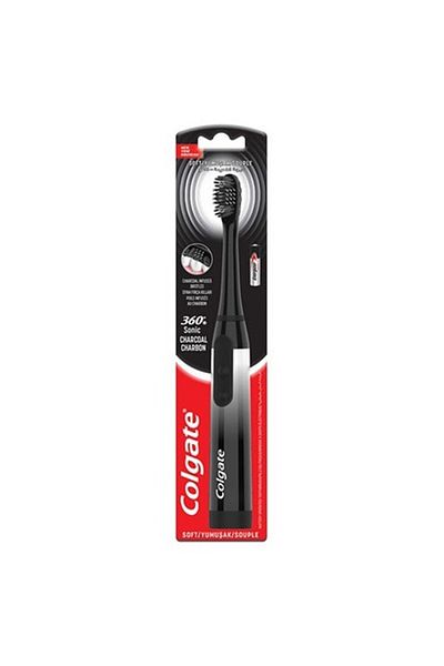 Colgate 360 Sonic Battery Toothbrush Charcoal Infused Soft Power Toothbrush 1pk