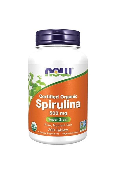 Now Foods Organic Spirulina, Super Green, 500mg, 200 Tablets