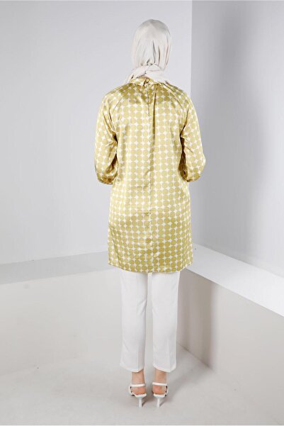 Alvina GEOMETRIC PATTERNED MEN'S COLLAR SATIN TUNIC 43641