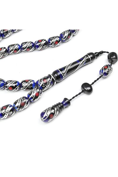 Skygo Oltu Stone and Galalith Capsule Cut Double Fountain Embroidered Rosary