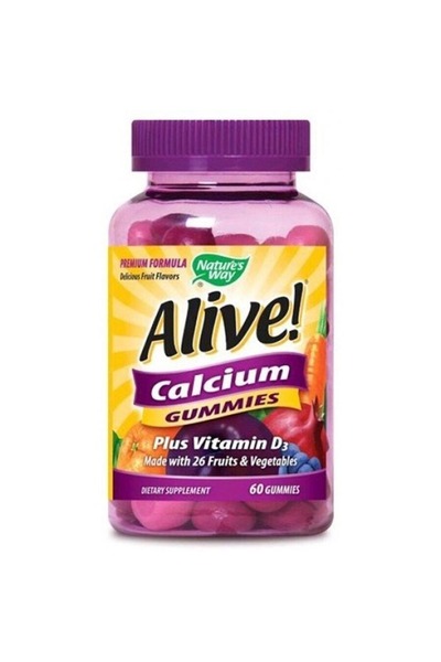 Alive علكات كالسيوم د3 من ناتشرز واي، 60 قطعة