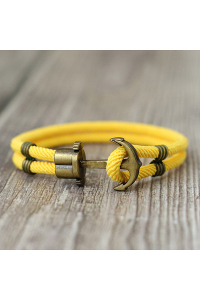 Choice سوار رجالي جديد باللون الأصفر، حبل برونزي ثنائي الطبقات، سهل الخطاف، س...