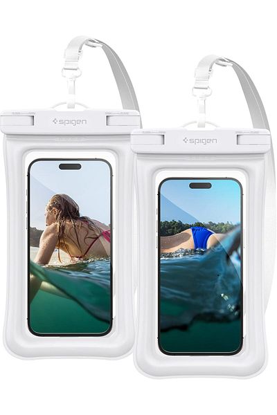 Spigen Aqua Shield Floating Universal Waterproof Phone case 2 Pack IPX8 Pouch A610 - White