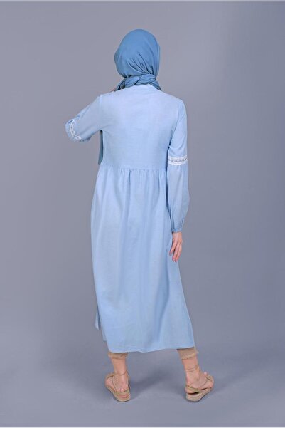 Alvina Embroidered Lace-Up Linen Tunic 40779