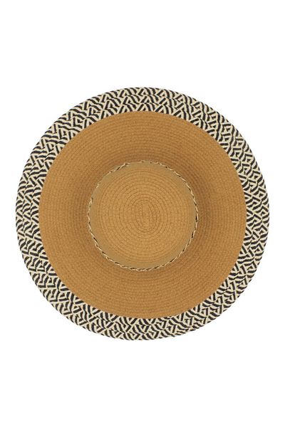 BM GİFT DESİGN Women's beige wide-brimmed beach hat