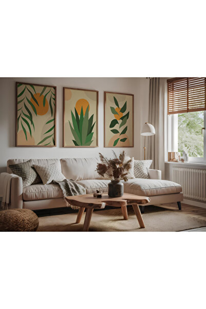 ARTCASTLE Set de 3 tablouri cu ramă din lemn Sun Flower