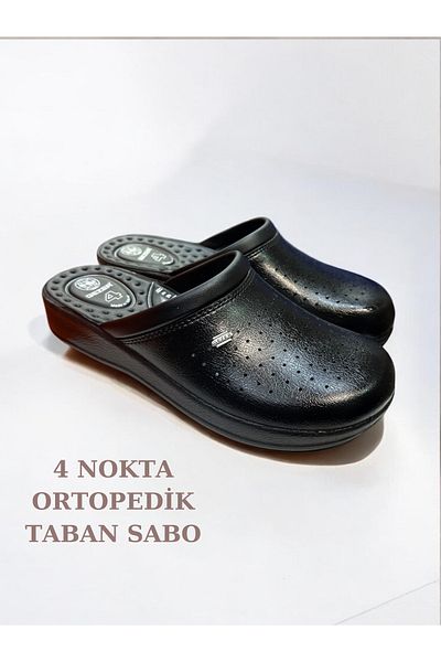 SHOUGO 4 Point Invoiced Orthopedic Black Medical, Hospital Kitchen Chef Cook and Nurse Sabo Slippers