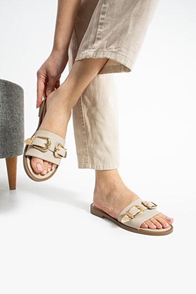 diclepolat Women's Flat Sole Slippers - Beige