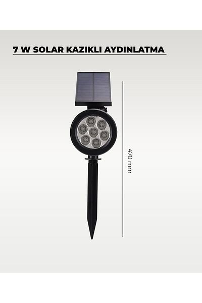AC AYDINLATMA 7W Solar Powered & Solar Piled White Light Lighting Fixture