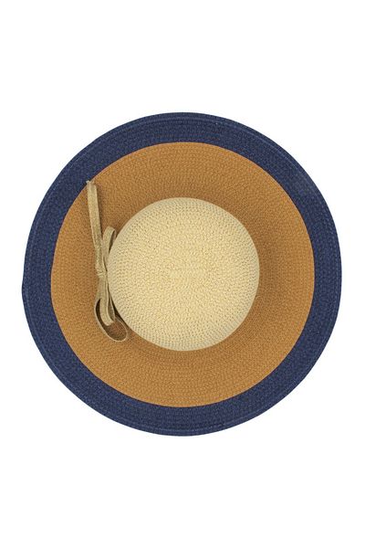 BM GİFT DESİGN Women's beige and blue beach hat