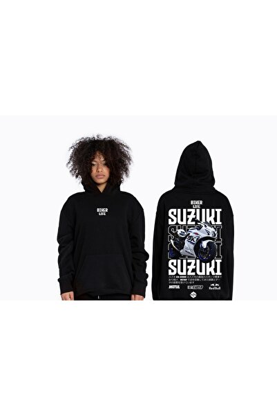 Freeyez Hoodie Suzuki Siyah Beyaz Kanguru Cepli Sweat
