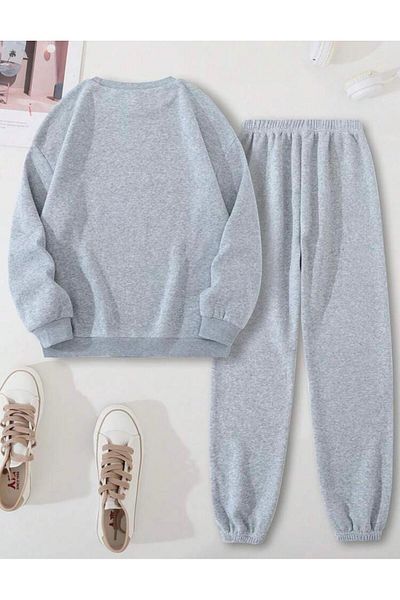 RPT MODA Relaxed Cut Flower Emojis Print Detail Oversized Cycling Collar Double Team Tracksuit Bottom and Top