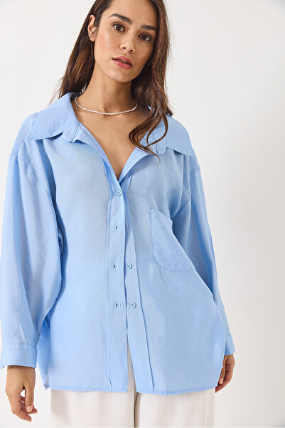 Bianco Lucci Cămașă modal oversize pentru femei cu decolteu în V 60388 60271075