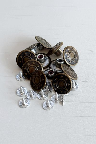BERRİN AKSESUAR 17mm Antique Yellow Bronze Fixed Jeans Button 10 Pieces