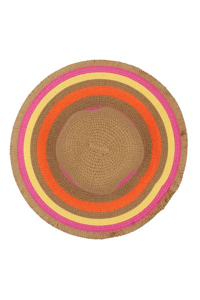 BM GİFT DESİGN Women's beige beach hat with multi-colored circles