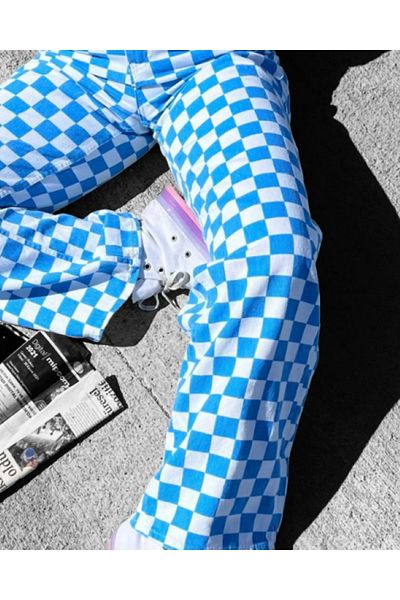 KOTOLOG Square Patterned Wid Leg Jeans Jean