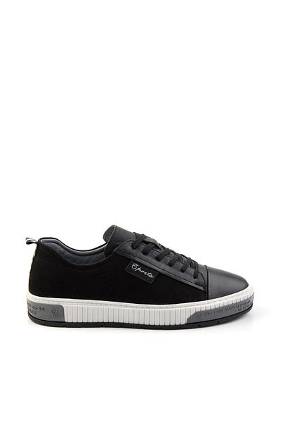 Bambi Black Leather Men's Sneaker E 01018033543