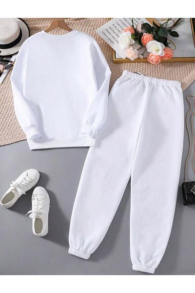 RPT MODA Relaxed Cut Flower Emojis Print Detail Oversized Cycling Collar Double Team Tracksuit Bottom and Top