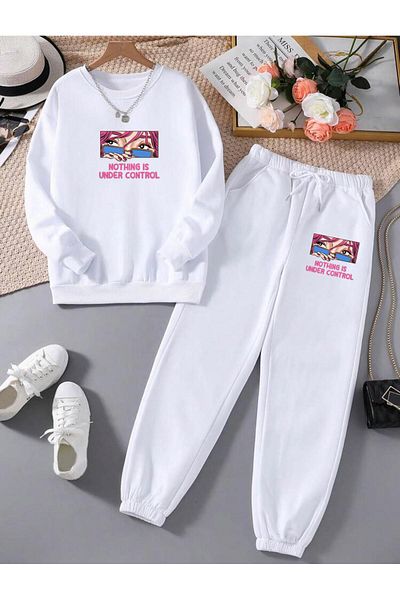 RPT MODA Relaxed Cut under Control Print Detail Oversized Cycling Collar Double Team Tracksuit Bottom and Top