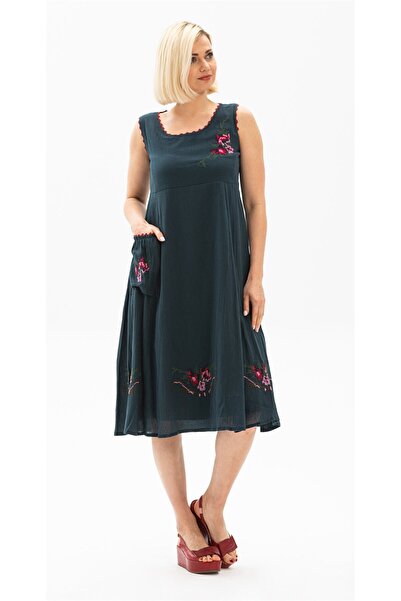 Eliş Şile Bezi Αμάνικο ύφασμα Şile - Burçak Midi Length, καλοκαιρινό φόρεμα και βενζίνη Ptrl