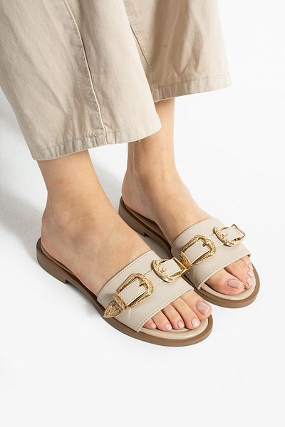 diclepolat Γυναικείες Παντόφλες Flat Sole - Μπεζ