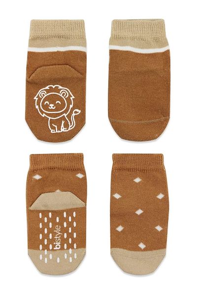 Bibaby Mrpurple Animal Figured Non-Slip Men's Socks 2-Piece Mustard