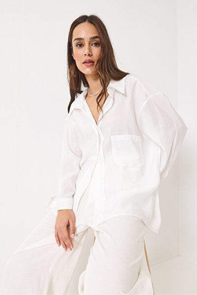 Bianco Lucci Γυναικείο πουκάμισο Oversize V-Neck Modal 60388 60271075