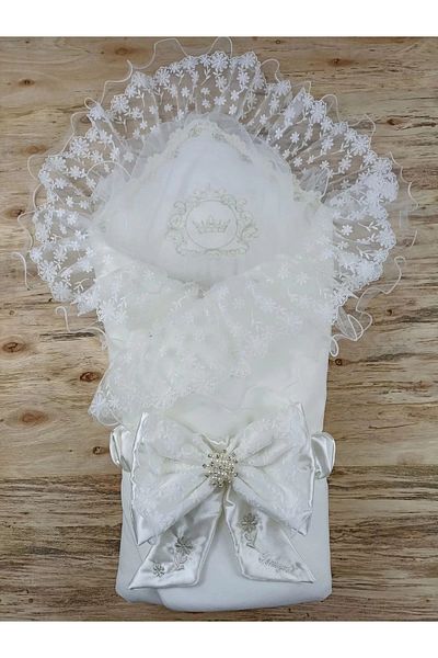 Eng Newborn Silk Venus Crown Embroidered Deluxe Swaddle Baby Blanket