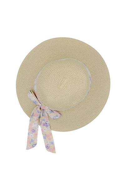 BM GİFT DESİGN Women's beach hat, nature, with poppy bow
