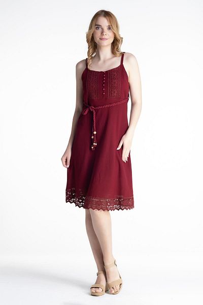 Eliş Şile Bezi Strappy Şile Diaper Eda Κοντό καλοκαιρινό φόρεμα Claret Red Brd