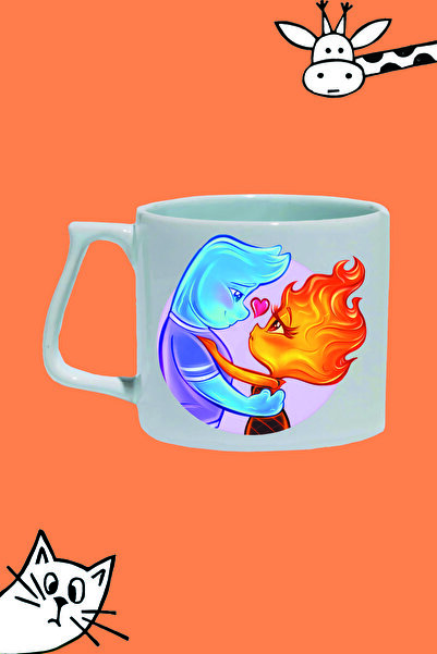 Genel Markalar SEVGİLİLER GÜNÜ ATEŞ VE SU TASARIM BASKILI LÜKS KUPA BARDAK