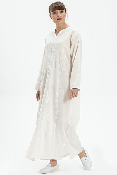 Eliş Şile Bezi Μακρυμάνικο ύφασμα Şile, Glitter Kaftan Midi Καλοκαιρινό Φόρεμα