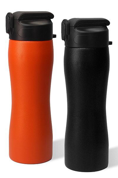Telvesse Orange and Black 1158 Sports Flask - Set of 2 Complete Stainless Steel Flask with Straw