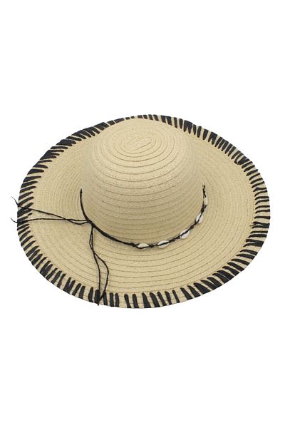 BM GİFT DESİGN Women's beach hat in nature with thin bow