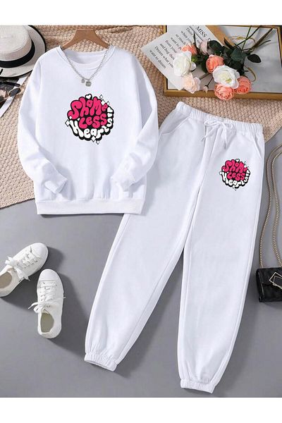 RPT MODA Relaxed Cut  Print Detail Oversized Cycling Collar Double Team Tracksuit Bottom and Top