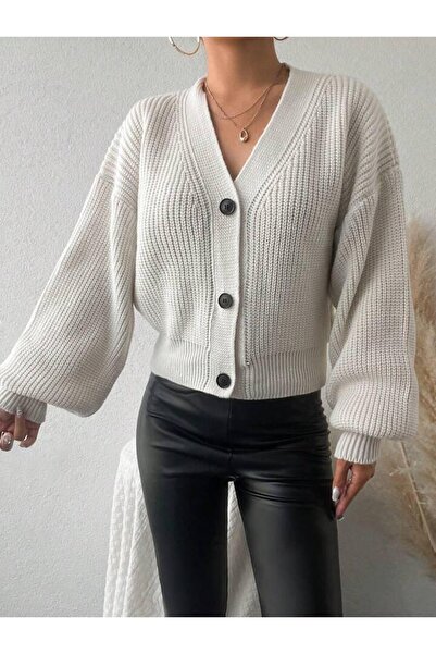 glztriko Loose-Fit Off-Shoulder Thessaloniki Knit Cardigan Sweater